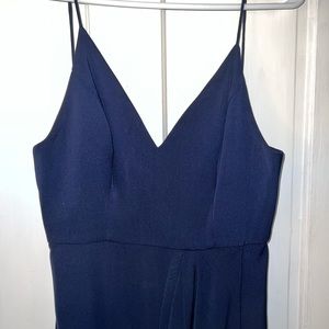 Dark navy v neck formal dress